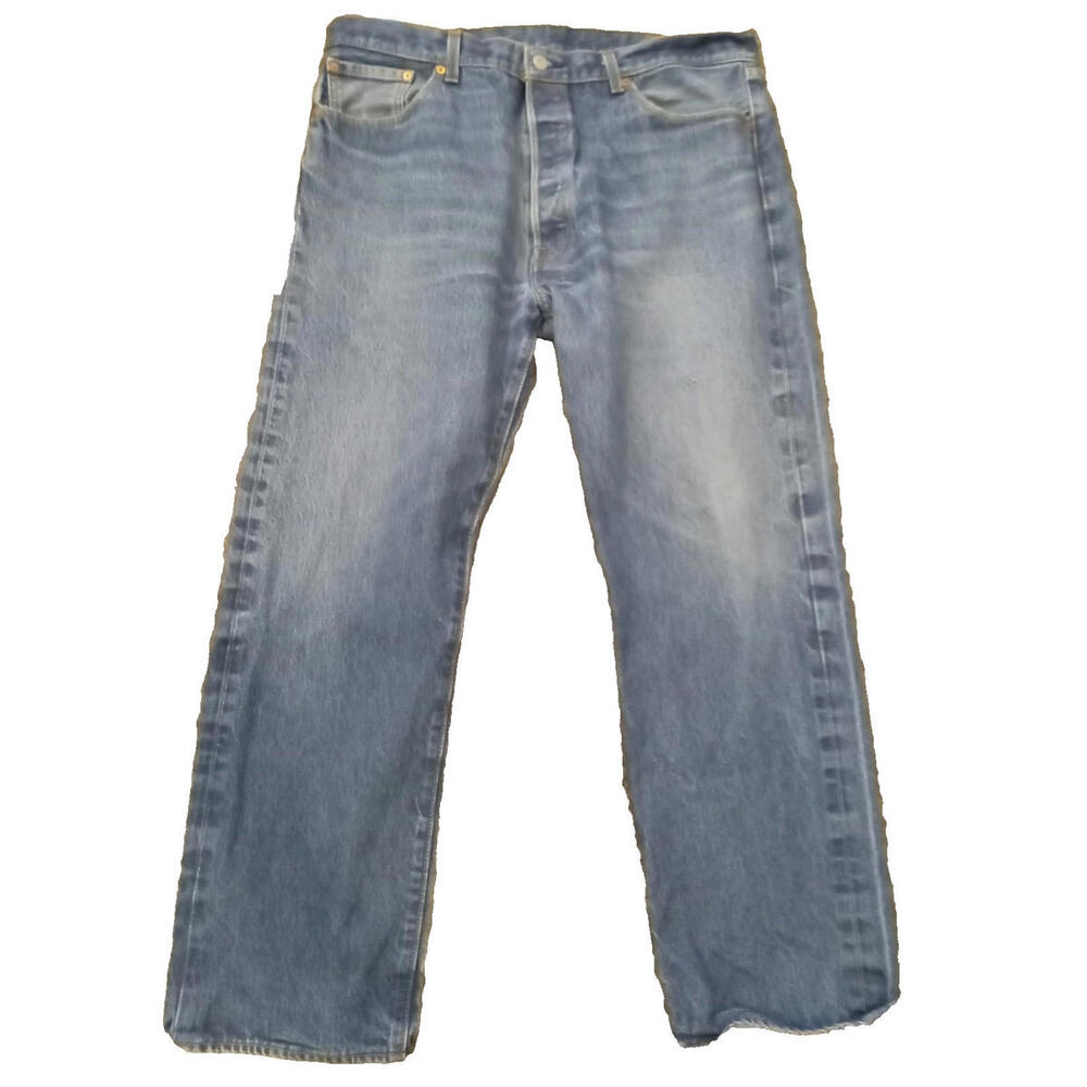 Levi's 501 Button Fly Jeans Men's 40x32 Medium Wash Straight Leg Blue Denim